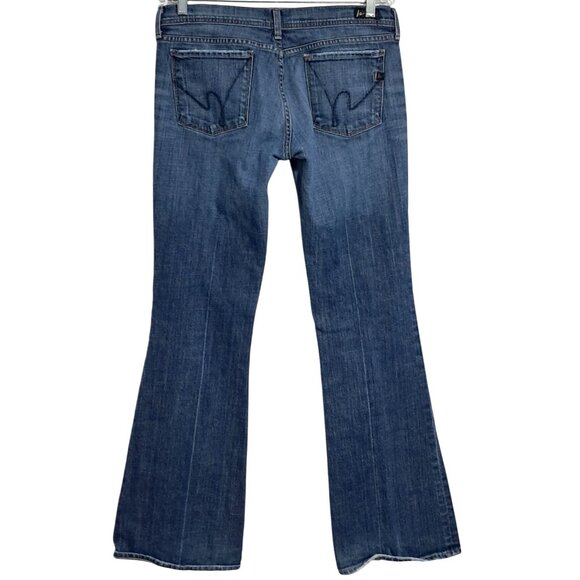 Citizens Of Humanity Ingrid 002 Stretch Low Waist Flare Jeans Size 32 Blue Denim - Picture 1 of 15